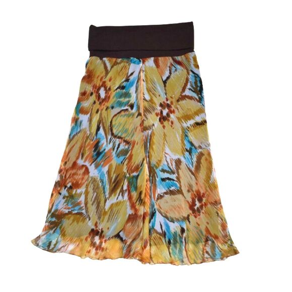 Sunny Leigh Silk Floral Maxi Skirt Size M Boho Gypsy Stretchy Long Flowy - Picture 1 of 7